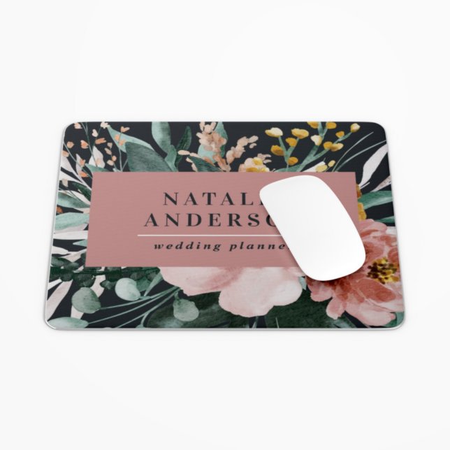 Modern watercolor floral and foliage elegant mouse pad