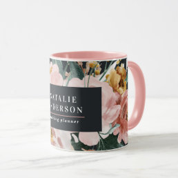 Modern watercolor floral and foliage elegant mug