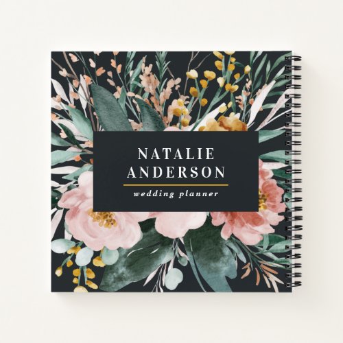 Modern watercolor floral and foliage elegant notebook