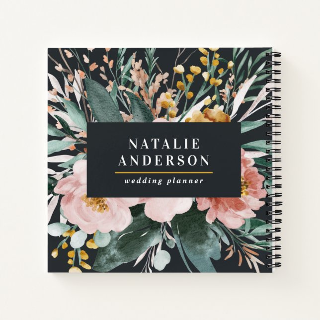 Modern watercolor floral and foliage elegant notebook (Back)