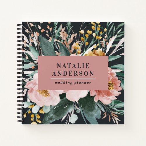 Modern watercolor floral and foliage elegant notebook