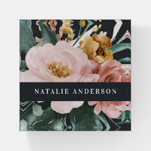 Modern watercolor floral and foliage elegant paperweight