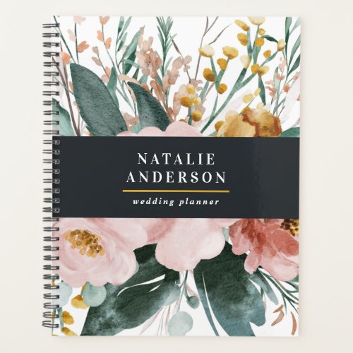 Modern watercolor floral and foliage elegant planner - Modern watercolor floral and foliage chic elegant design. On trend floral and foliage design. Part of a modern collection.