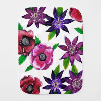 Modern Watercolor Floral Art Burp Cloth