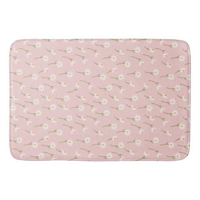 Modern Watercolor Floral Botanical Flowers   Bath Mat (Front)