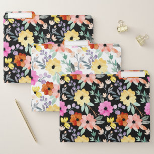 Modern Watercolor Floral Botanical Flowers File F File Folder