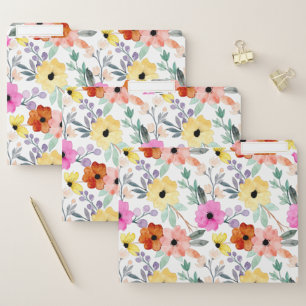 Modern Watercolor Floral Botanical Flowers File Folder