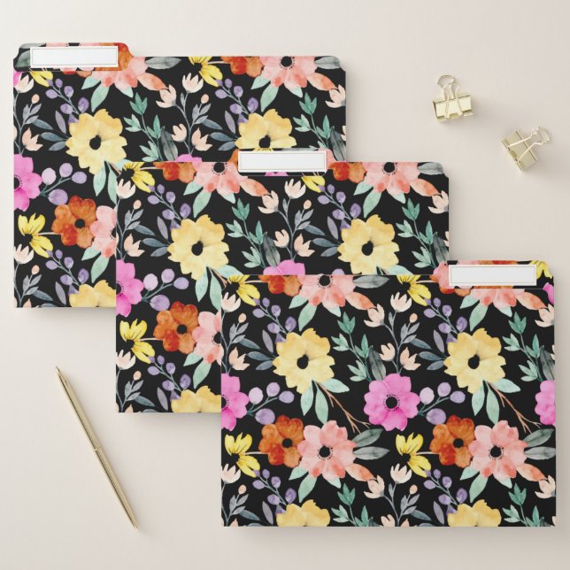 Modern Watercolor Floral Botanical Flowers   File Folder (Set)