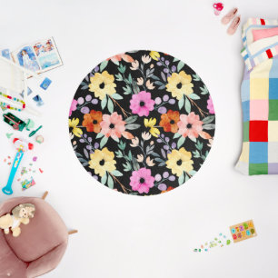 Modern Watercolor Floral Botanical Flowers Throw P Outdoor Rug