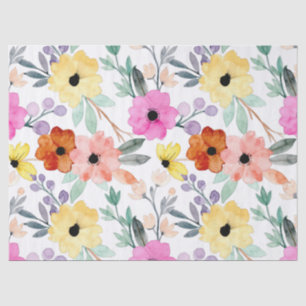 Modern Watercolor Floral Botanical Flowers Throw  Tissue Paper