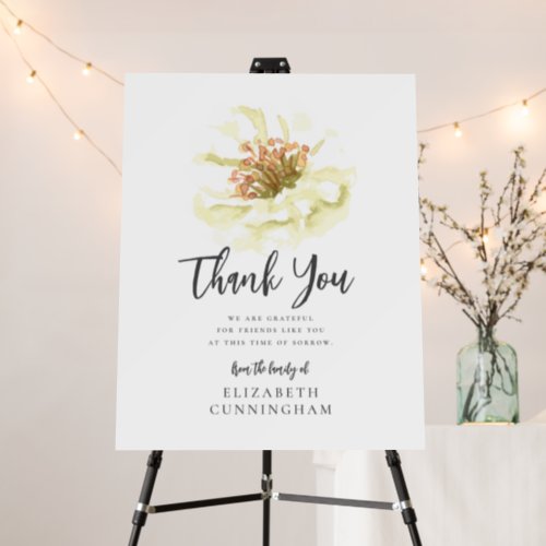 Modern Watercolor Floral Botanical Memorial Thanks Foam Board