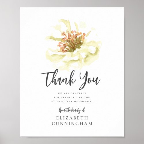 Modern Watercolor Floral Botanical Memorial Thanks Poster