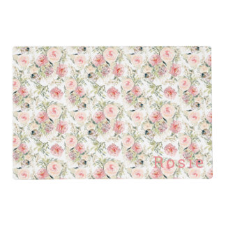 Modern watercolor floral botanical pet bed placemat