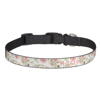 Modern watercolor floral botanical pet collar
