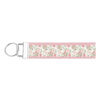 Modern Watercolor Floral Botanical Wrist Keychain by thepetsplace at Zazzle