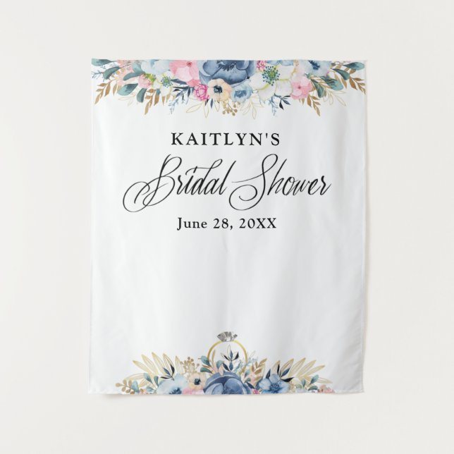 Modern Watercolor Floral Bridal Shower Backdrop (Front)