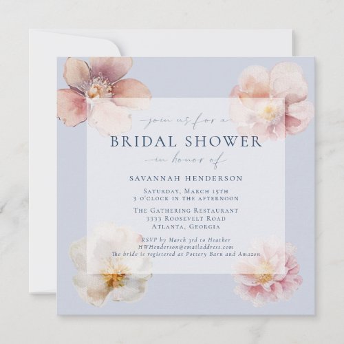 Modern Watercolor Floral Bridal Shower Invitation