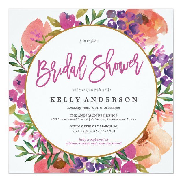 MODERN WATERCOLOR FLORAL Bridal Shower Invitation