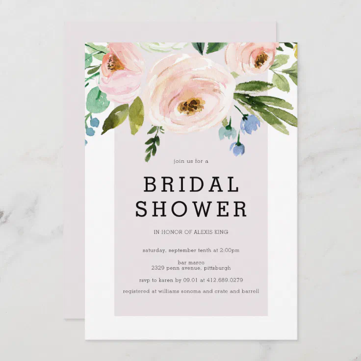 Modern Watercolor Floral Bridal Shower Invitation | Zazzle