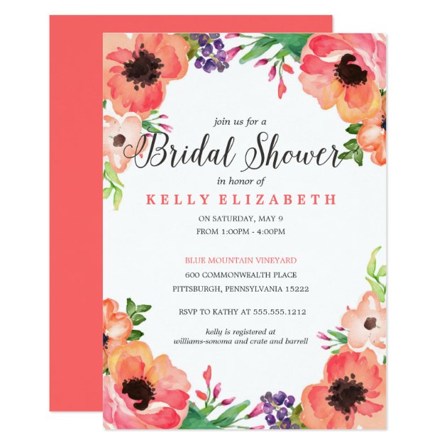 MODERN WATERCOLOR FLORAL Bridal Shower Invitation