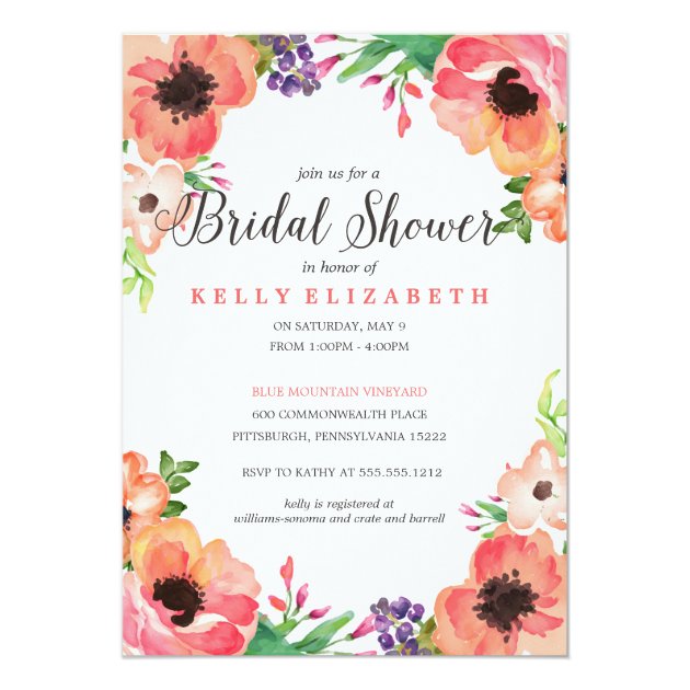 MODERN WATERCOLOR FLORAL Bridal Shower Invitation