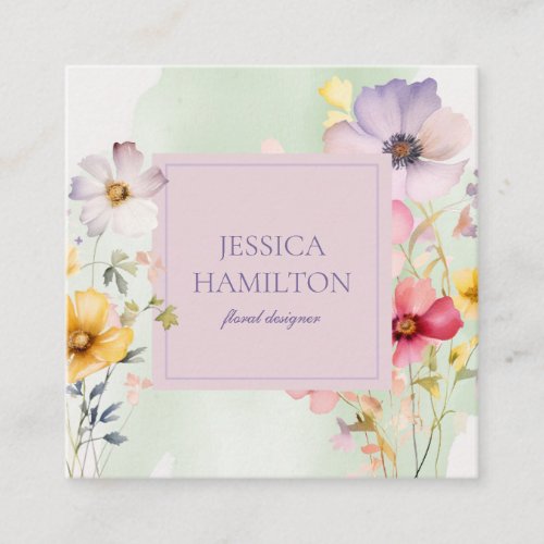 Modern Watercolor Floral Business Card