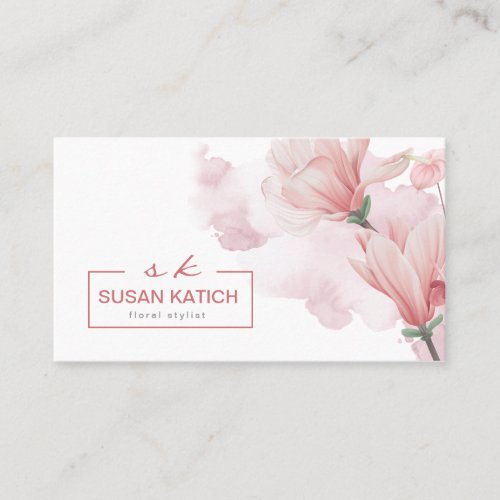 Modern watercolor floral business card