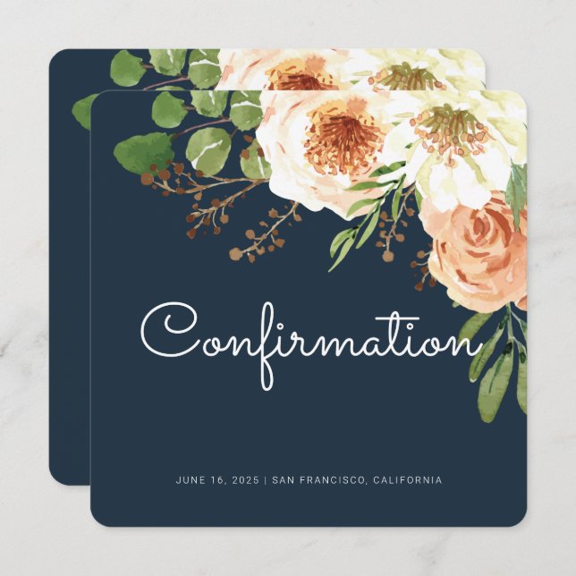 Modern Watercolor Floral Confirmation Invitation (Front/Back)