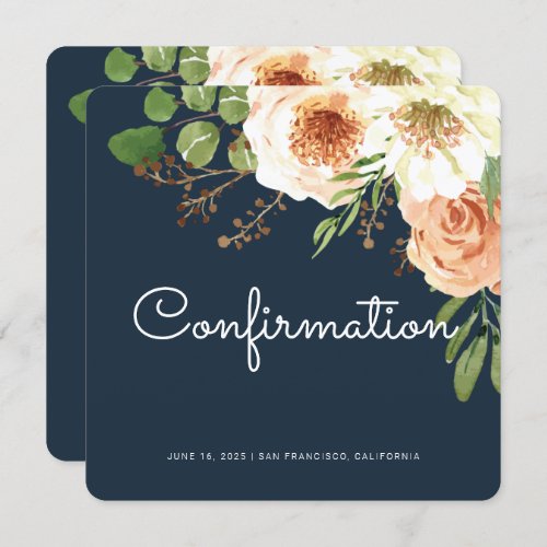 Modern Watercolor Floral Confirmation Invitation