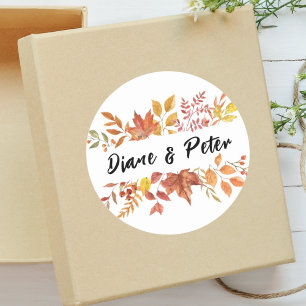 Modern Watercolor Floral Custom Wedding Classic Round Sticker