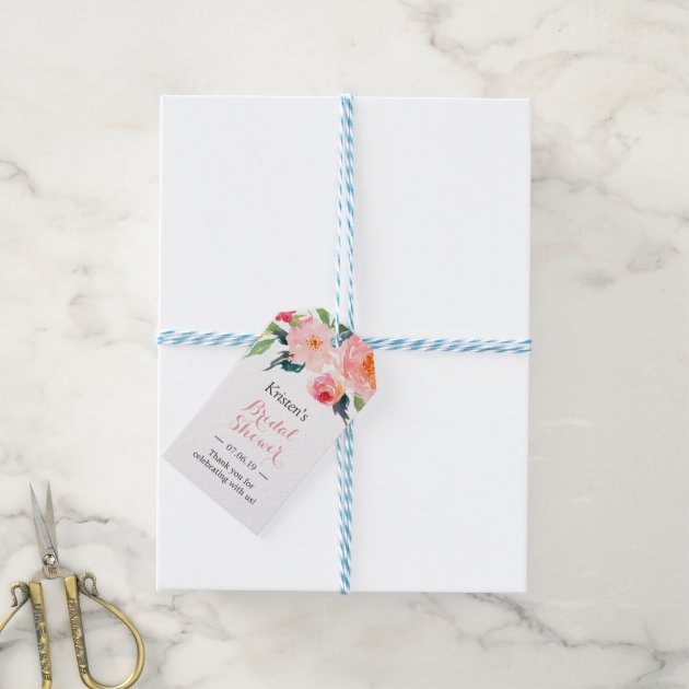 Modern Watercolor Floral Decor Bridal Shower Favor Gift Tags