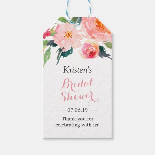 Modern Watercolor Floral Decor Bridal Shower Favor Gift Tags