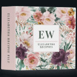 Modern watercolor floral elegant baking recipes 3  3 ring binder<br><div class="desc">Modern watercolor floral script elegant baking recipes binder file pink girly design. On trend floral,  foliage beautiful botanical design. Part of a modern collection.</div>