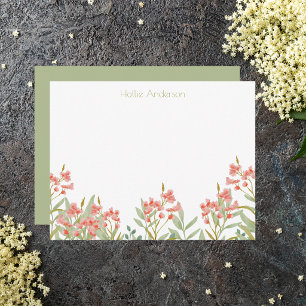 Modern Watercolor Floral Elegant Chic Note Card