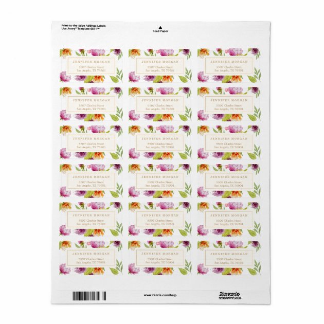 Modern Watercolor Floral Elegant Decor Label
