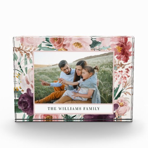 Modern watercolor floral elegant family photo block