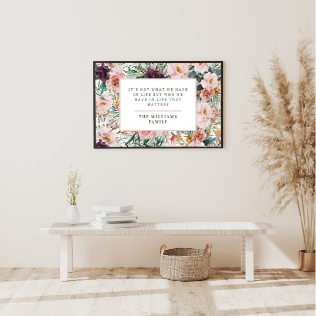 Modern watercolor floral elegant  family quote poster (Creator Uploaded)
