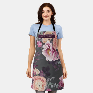 Modern watercolor floral elegant personalized apron