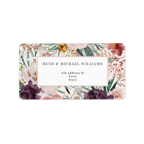 Modern watercolor floral elegant personalized label - Modern watercolor floral script elegant home pink girly design. On trend floral, foliage beautiful botanical design. Part of a modern collection.