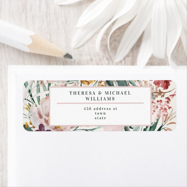 Modern watercolor floral elegant personalized label (Insitu)