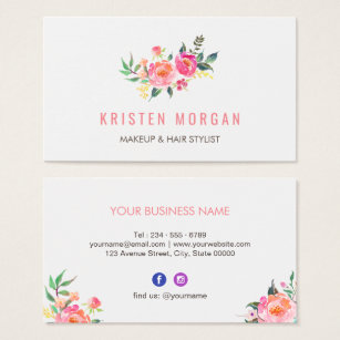 Instagram Business Cards Templates Zazzle Modern Watercolor Fl Facebook Instagram Icon Business Card