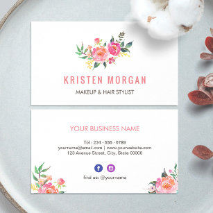 Modern Watercolor Floral Facebook Instagram Icon Business Card