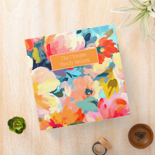 Modern Watercolor Floral Family Recipe Binder