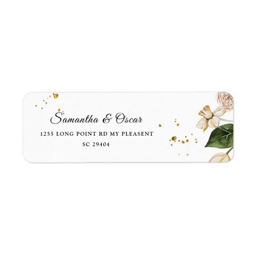 Modern Watercolor Floral Green & Yellow Frame Label