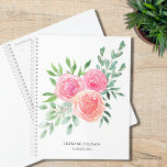 Modern Watercolor Floral Greenery  Planner<br><div class="desc">This floral planner is decorated with a watercolor bouquet of roses and foliage in shades of pink, coral, and green. Easily customizable. Use the Design Tool to change the text size, style, or color. As we create our artwork you won't find this exact image from other designers. Original Watercolor ©...</div>