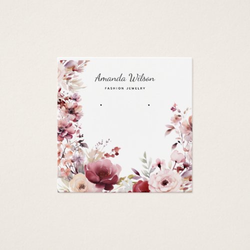 Modern watercolor floral jewelry display card 