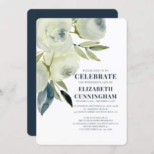 Modern Watercolor Floral Memorial Invitation
