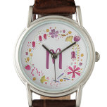 Modern Watercolor Floral Monogram Watch<br><div class="desc">Watercolor painting of wild flowers.
Customize by changing the monogram initial.</div>