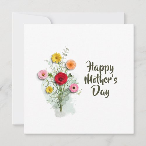Modern Watercolor Floral Mothers Day Personalized Card
