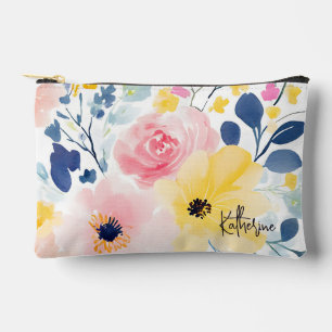 Modern Watercolor Floral Pattern Accessory Pouch